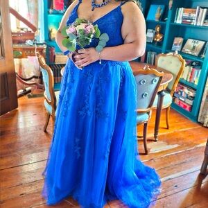 Elegant Blue Lace Gown